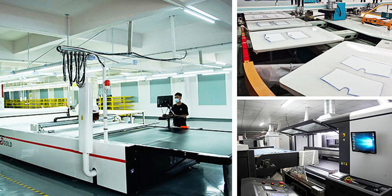 Sino Finetex production machinery used in cutting, sewing and finishing before color and quality checks