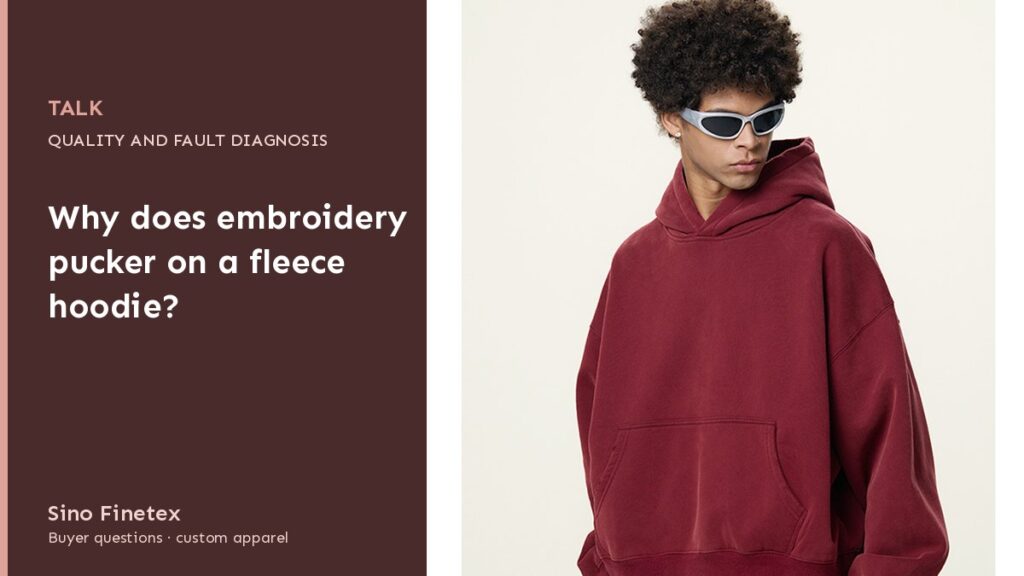 Why does embroidery pucker on a fleece hoodie?